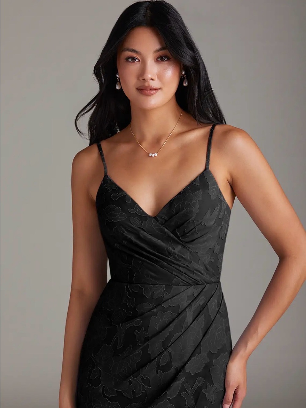 Azazie Maci Dress Black Floral Burnout size 4